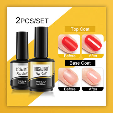 ROSALIND Gel Nail Polish 2Pcs/Set For Manicure Nails Art UV Gel Need Base Top Coat Vernis Semi permanent Nail Polish 15ML